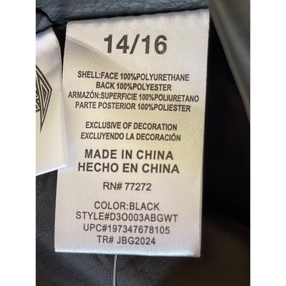 Def Leppard Girls Moto Jacket Black Leather Look Size 14/16 With Pink Paw Prints - Picture 6 of 7